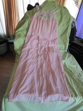 Vintage Lorraine Pink Long Nightgown Size M in Good Shape Mint/Dill/Thyme Desig