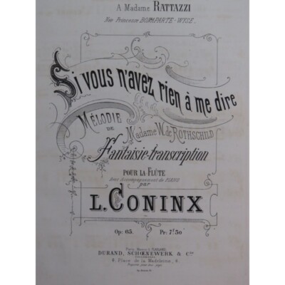 CONINX L. Wenn Sie mir nichts zu sagen haben Klavier Flöte ca1874