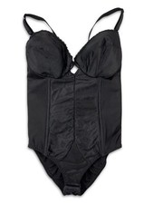 Vintage Black Sophistique by Smoothie Women's Snap Crotch Teddy Size 38C