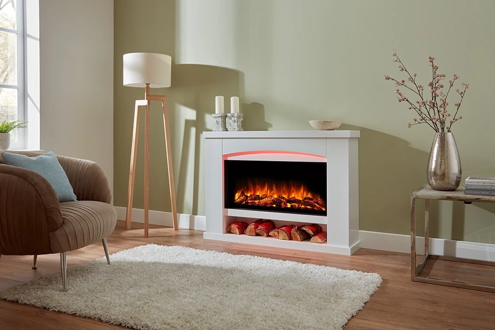 Endeavour Fires Duggleby Electric Fireplace in an Off White MDF Fire Suite  | eBay