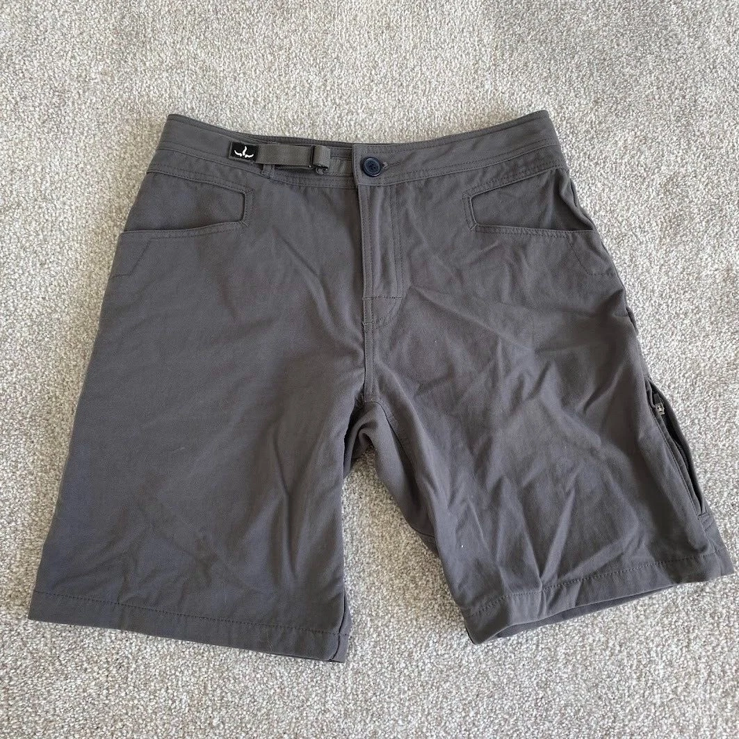 prAna Shorts Mens Medium or 32 Gray Stretch Zion Hiking Outdoors Cargo Inseam 9"