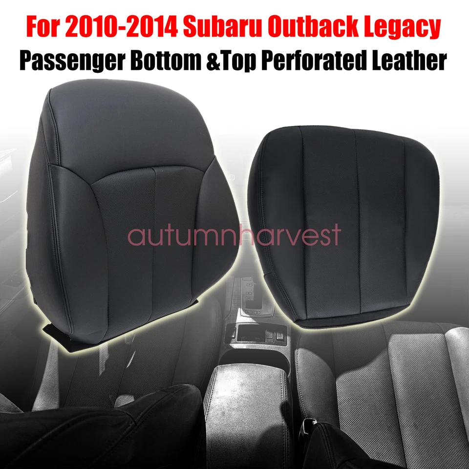 Cubierta de asiento de cuero negra para Subaru Outback 2010-2014 pasajero delantero inferior superior Foto 3 de 4