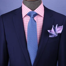 Blue Herringbone Woven 3" Necktie Business Formal Elegance For Smart Men's Ego