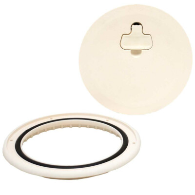 TH Marine Boat Deck Plate DPCAM-8-2 | 8 Inch Cam Lock Off-White