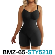 SHAPERX Women Bodysuit Tummy Control Shapewear Mid Thigh Butt Lifter Short Black