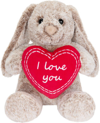 BRUBAKER Kuscheltier Hase mit Herz I Love You 28 cm ILY Plüschtier Stofftier