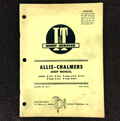 Allis Chalmers D14 Tractor Service Repair Shop Manual – Brand New Printed Edition