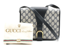 Rare Vintage GUCCI Rank A GG Crossbody Shoulder Bag Purse PVC Navy Authentic