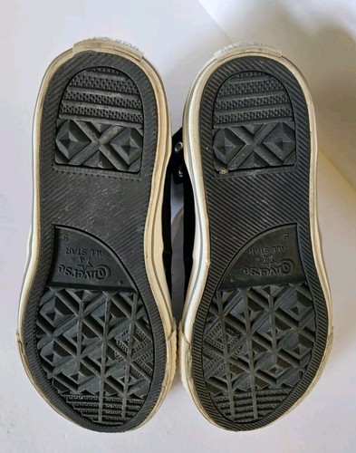 Rare Vintage Converse High Tops Black Leather Boot Kids Junior Size 5 #632510C - Picture 11 of 17