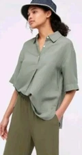J W Anderson Uniqlo Size S Women's Green Button Up Top Shirt Blouse #C