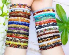 4mm Natural Gemstone Round Beads Layering Healing Bracelets for Reiki Balance