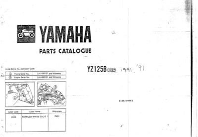 YAMAHA YZ125 YZ125B 1991 3XJ2 Parts Catalogue Parts Manual New | eBay