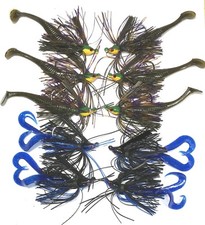 Bass Jigs  10 Total  5 3/8 & 5 1/2  w/detailed instructions  4/0 Hooks