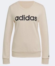 Adidas Womens Essentials Logo Sweatshirt Ecru Tint/Black Size M Sealed New
