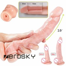 Penis Extender Girth Enhancer-Realistic-Sleeve Sheath Large Male Condom Reusable
