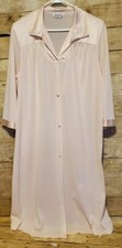 Vtg Vanity Fair Women's Long Nightgown Robe L Pink Silky Lace USA Light