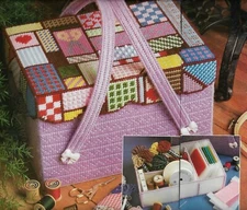 SEWING BASKET OR CRAFT CADDY NOTIONS HOLDER PLASTIC CANVAS PATTERN INSTRUCTIONS
