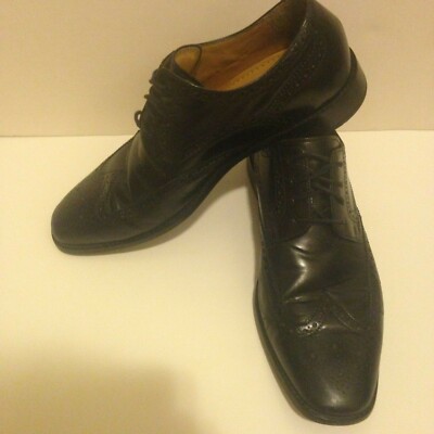 Sz 10.5M Cole Haan Mens Black Wingtip Oxford Dress Shoes Leather Lace Up C07680 Cole Haan Air Men main image 2