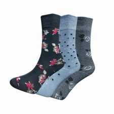 Ladies Diabetic Socks Non Elastic Cotton Rich Luxury 3 6 12 Pairs Size UK 4 to 8