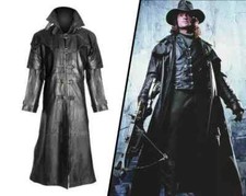 Mens Steampunk Gothic Leather Trench Coat Jac...