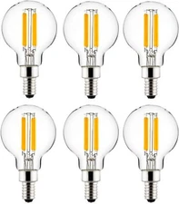 LED G16.5 Filament Globe Light Bulb 5W (60W=) E12 Base 30K Warm White - 6 Pack