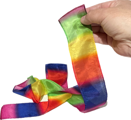 Streamer de seda arco iris mágico de lujo 48"" x 2"" punta de pulgar truco mago 4' pies de largo - Imagen 5 de 7