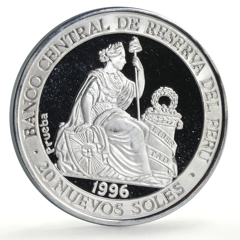 Peru 20 soles Atlanta Olympic Games Discus Thrower Piefort silver coin 1996 - Image 2 of 4