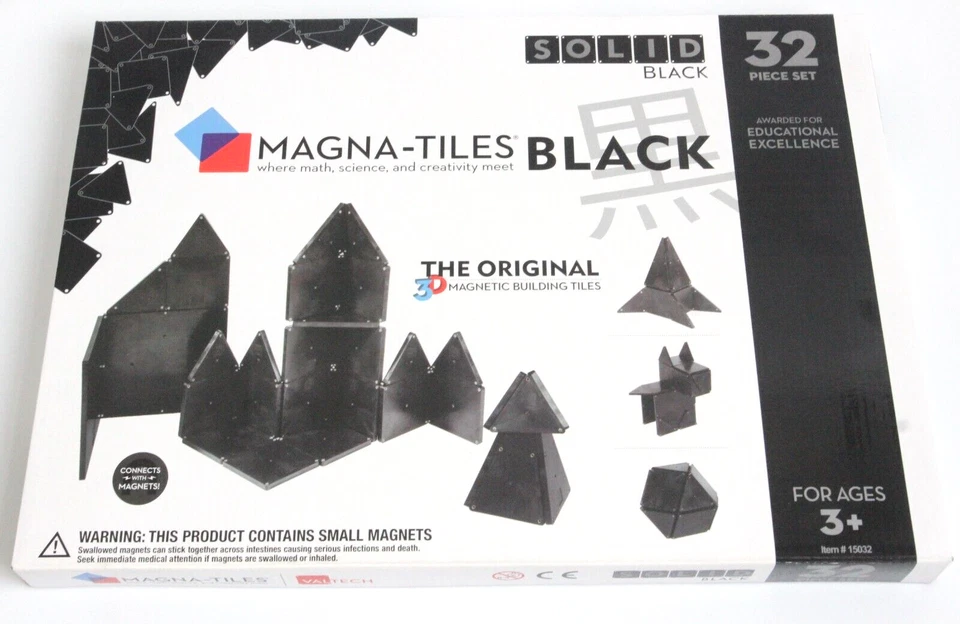 Rare Solid BLACK Magna-Tiles 32-Piece Black toy set (15032) - Image 2 of 4