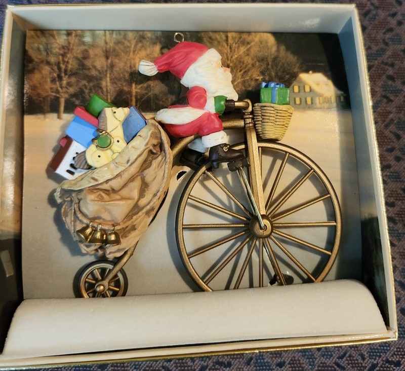Cycling Santa 1982 Hallmark Keepsake Ornament in Box