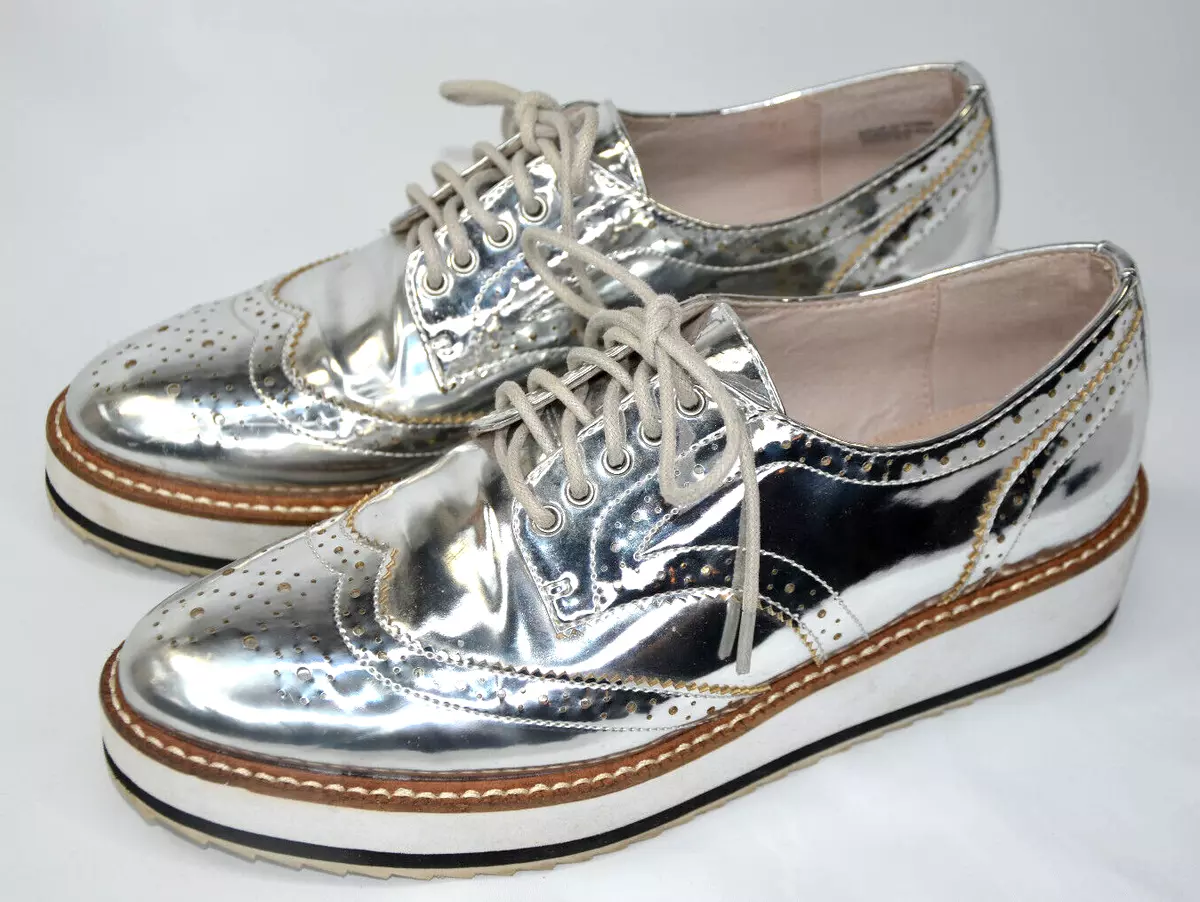 Womens cheap silver oxfords