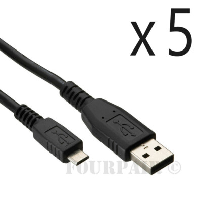 5 Pack - 6ft Micro USB Sync Charger Cable Cord LG HTC PS4 Xbox One Controller