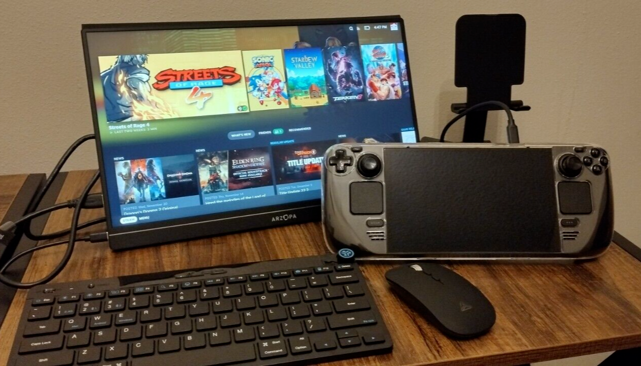 Steam Deck OLED 1TB Bundle with Gaming Monitor, Dock, Keyboard, Mouse, and Carrying Bag-image