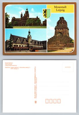 Messestadt Leipzig Postcard Neues Rathaus Völkerschlachtdenkmal