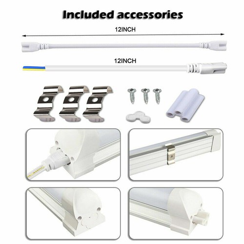 2FT 4FT 5FT 6FT 8FT 120W LED Shop light Fixture 6000K 8Foot LED Tube Light Bulbs - Picture 8 of 21