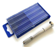 21pc Micro Drill Bit Set Wire Gauge Index #61-80 with Swivel Head Pin Vise