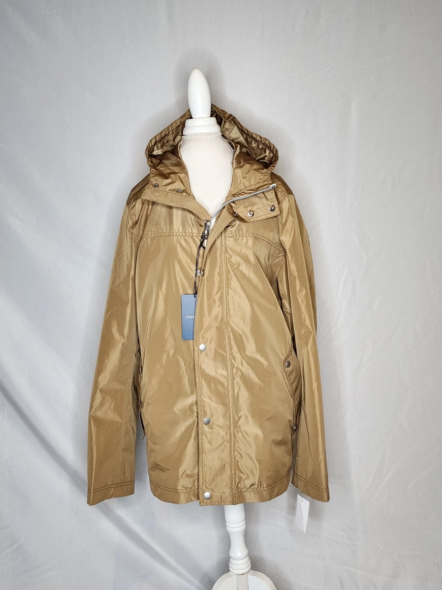 COLE HAAN Men s Hooded Rain Jacket Khaki x large