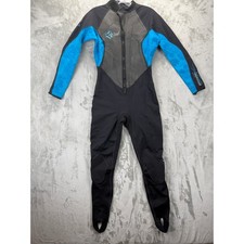 Xcel Hawaii Xpedition Wetsuit Womens 8 Black Blue Floral Front Zip Tri-Density