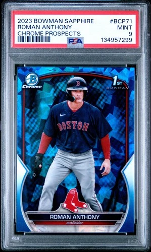 134957299 Roman Anthony 2023 Bowman Chrome Sapphire #BCP-71 1st RC PSA 9