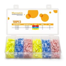 100 Pcs Nylon Spade Quick Disconnect Wire Connectors, 22-10 Gauge Kit