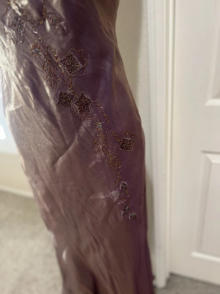 Alex Evenings Metallic Bronze Beaded Short Sleeves Long Formal Gown Dress Sz 6 - Image 4 of 4