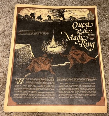 Quest of the Magic Ring Manual board game