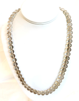 Translucent Light Tan Smoky Quartz 24'' 10mm Beaded Necklace 7045B