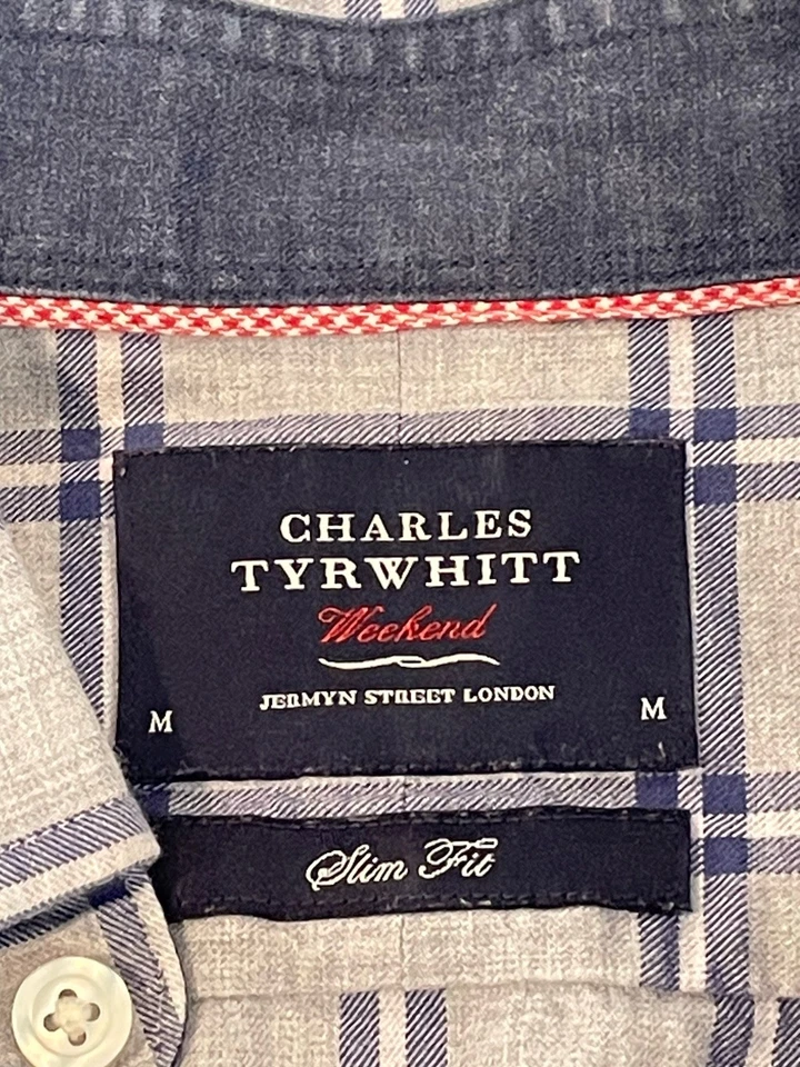 Lote de 2 Camisas de Fin de Semana Charles Tyrwhitt Usadas en Excelente Condición Para Hombres M Algodón A Cuadros Calce Ajustado LS Foto 2 de 4