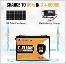 48V 50Ah   LiFePO4 Lithium Battery Metal Case Deep Cycles for RV Golf cart