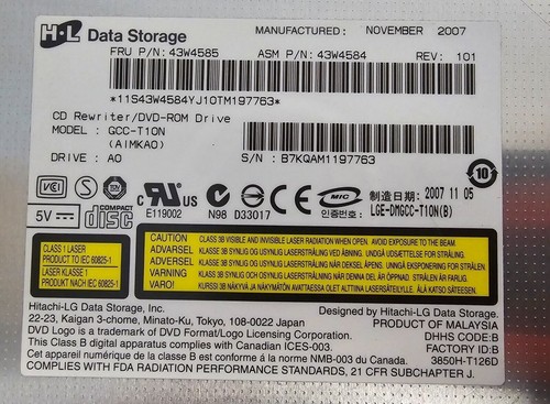 HL Data Storage DVD ROM Drive 43W4585 - Afbeelding 2 van 2