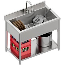 TRINITY Stainless Steel Utility Sink with Pull-Out Faucet
