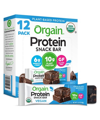 Organic Vegan Protein Bars, Chocolate Brownie - 10g Plant Based Protein, Low ...