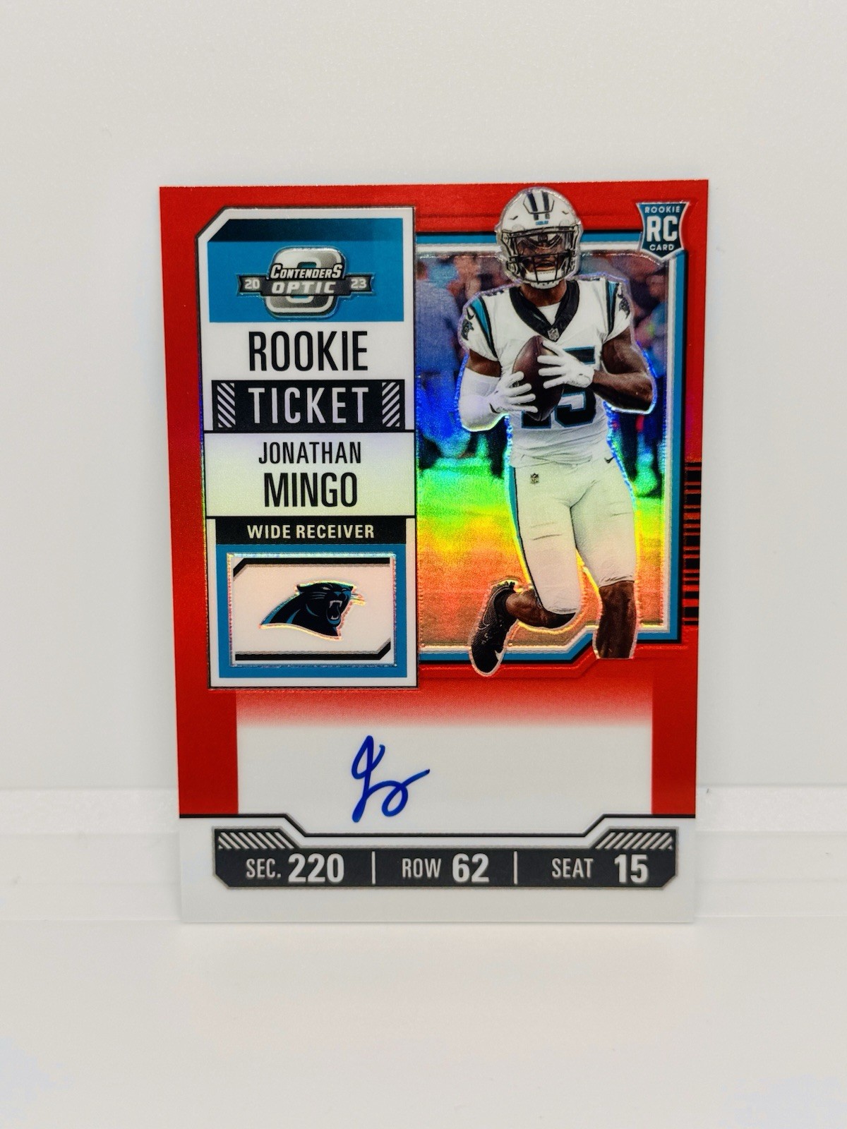 2023 Contenders Optic JONATHAN MINGO Rookie Ticket Auto Red /175 Panthers #119