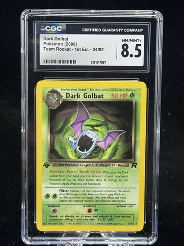 Dark Golbat #24 Non-Holo 1st Edition Team Rocket 2000 Pokemon CGC 8.5 🦇