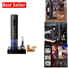 Automatic Black Wine Bottle Opener with Rechargeable Battery - Sleek Design